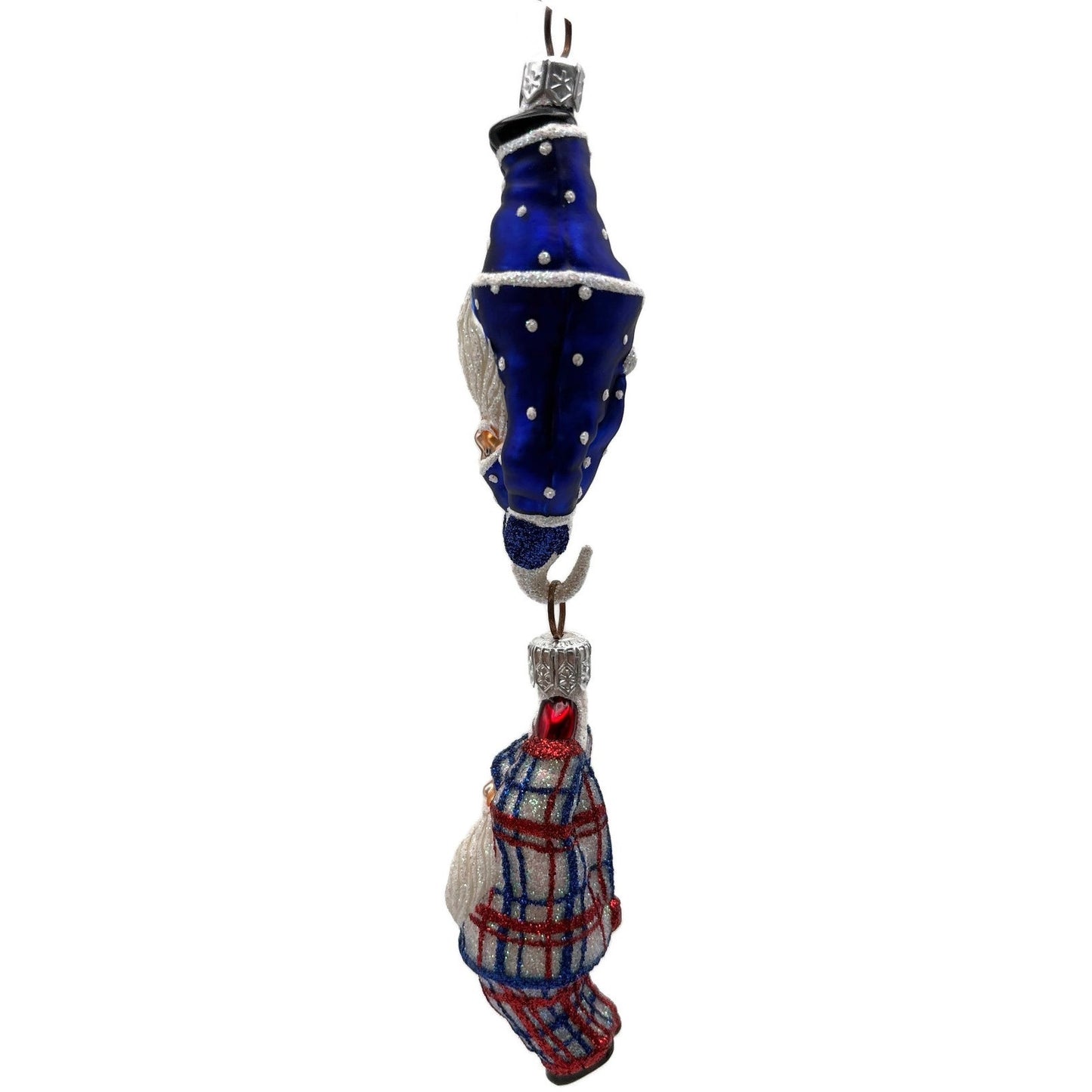 Patricia Breen Cirque de Nicoud Santa Patriotic Plaid Christmas Ornament CATZ