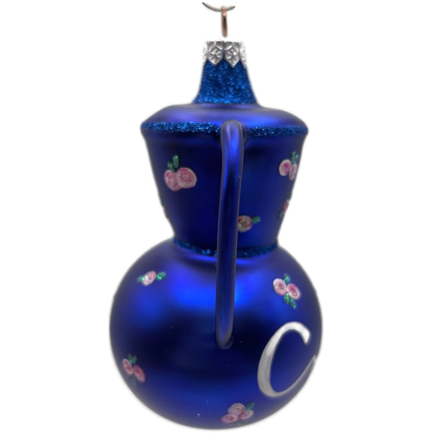 Patricia Breen Sweet Cream Cobalt Blue Pink Flowers Spring Christmas Ornament