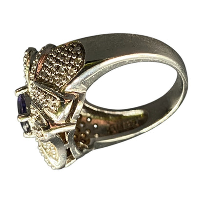 925 Sterling Silver Prong Set Tanzanite Gemstone Ring Made in Thailand Size 8