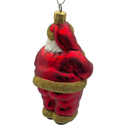 Patricia Breen HO HO HO Santa Claus Red Gold Matte Christmas Tree Ornament