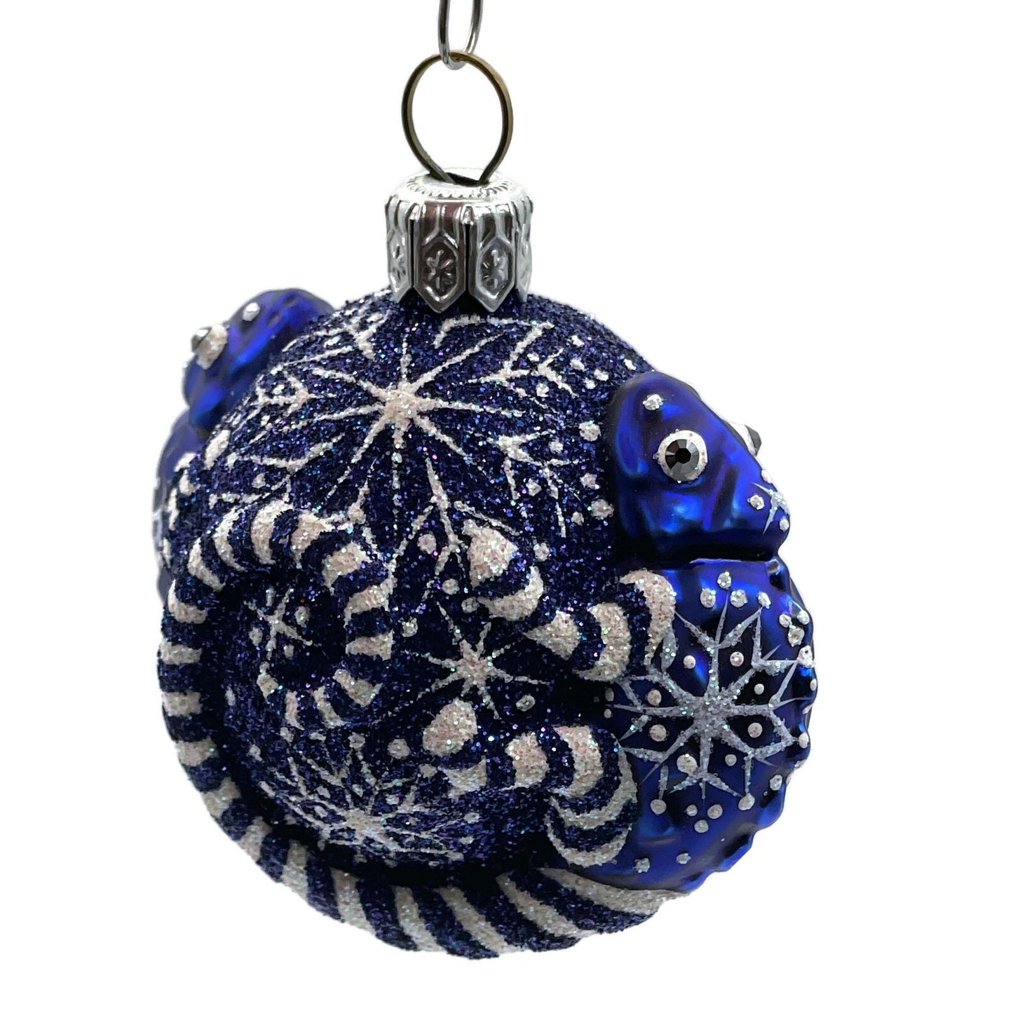 Patricia Breen For James Twice Snowflakes Cobalt Chameleon Christmas Ornament