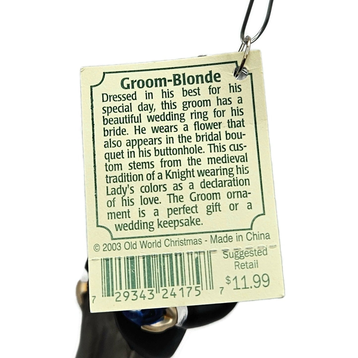 Old World Christmas Groom Blonde Wedding Christmas Holiday Tree Ornament OWC