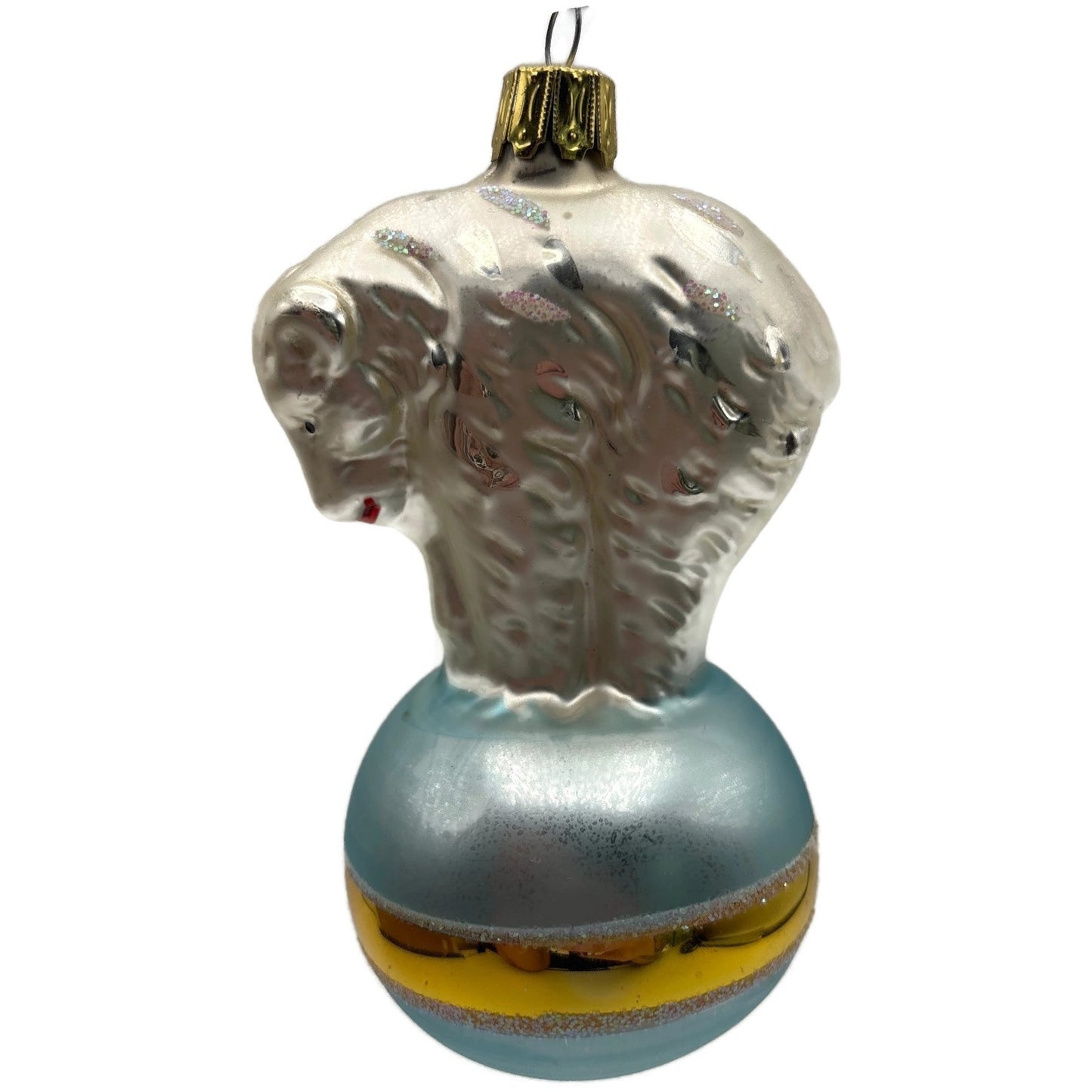 Christopher Radko Polar Bear Glass Christmas Ornament Blue Ball 92-184-0
