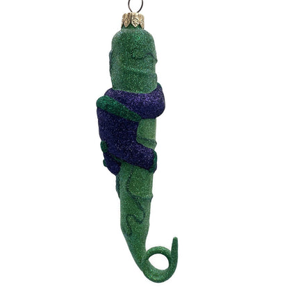 Patricia Breen Santa and the Beanstalk Purple Glittered Green Christmas Ornament