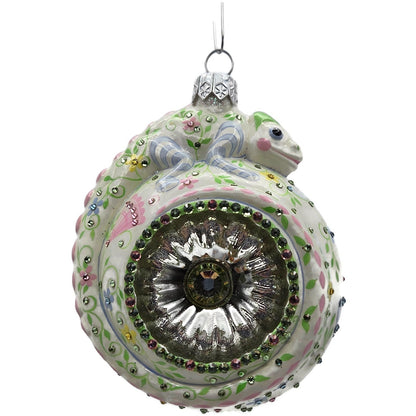 Patricia Breen Happy Holidays Hamish Chameleon Floral Reflector Ornament 3163