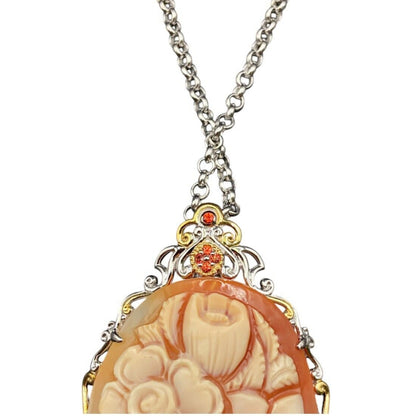 Gems En Vogue II Jewelry Set Italian Shell Cameo Flower Necklace Earrings Ring