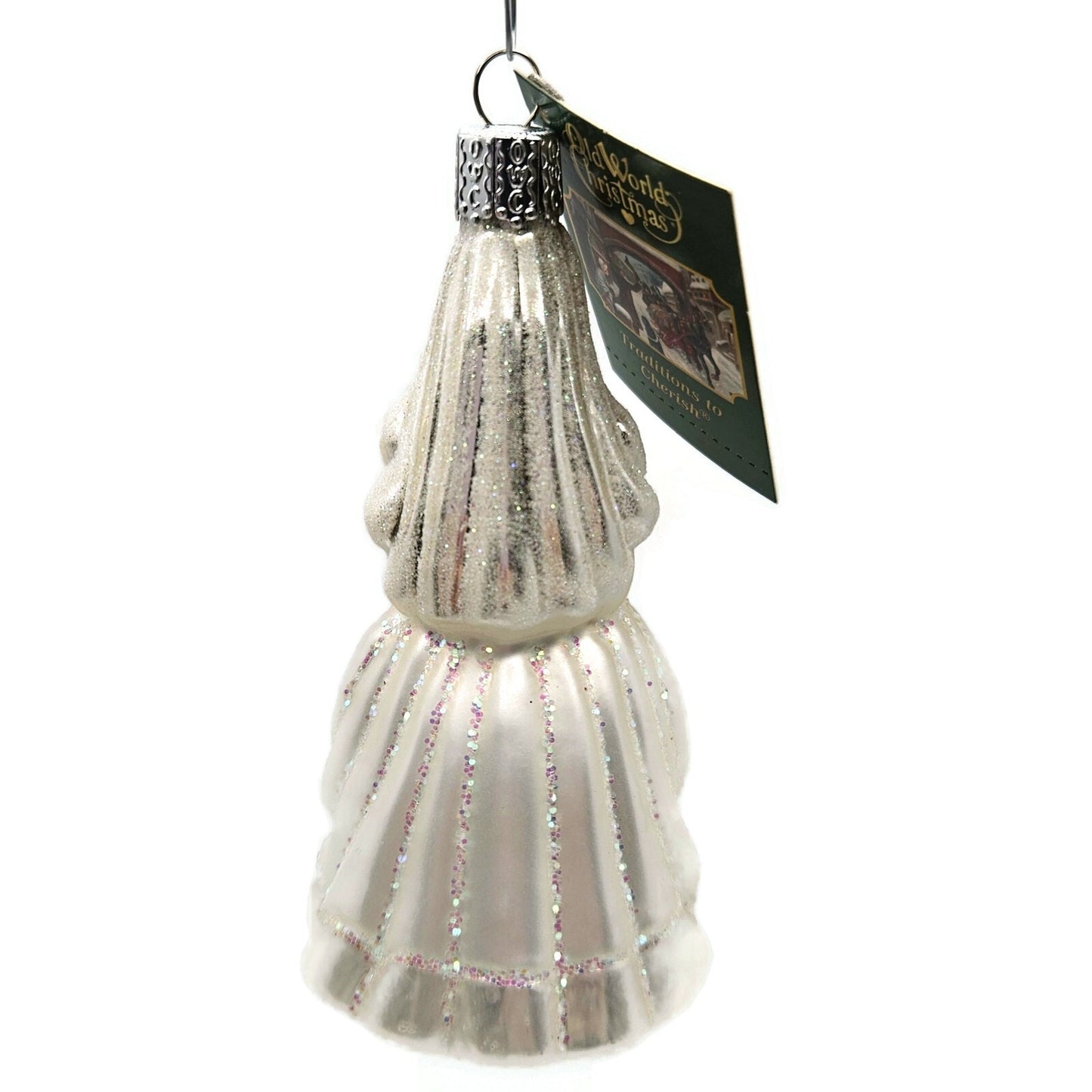 Old World Christmas Bride Brunette White Dress Pink Bouquet Christmas Ornament