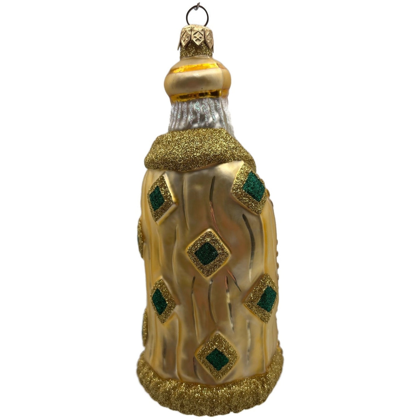 Patricia Breen Bijoux Santa Green Squares Gold Christmas Tree Ornament NM
