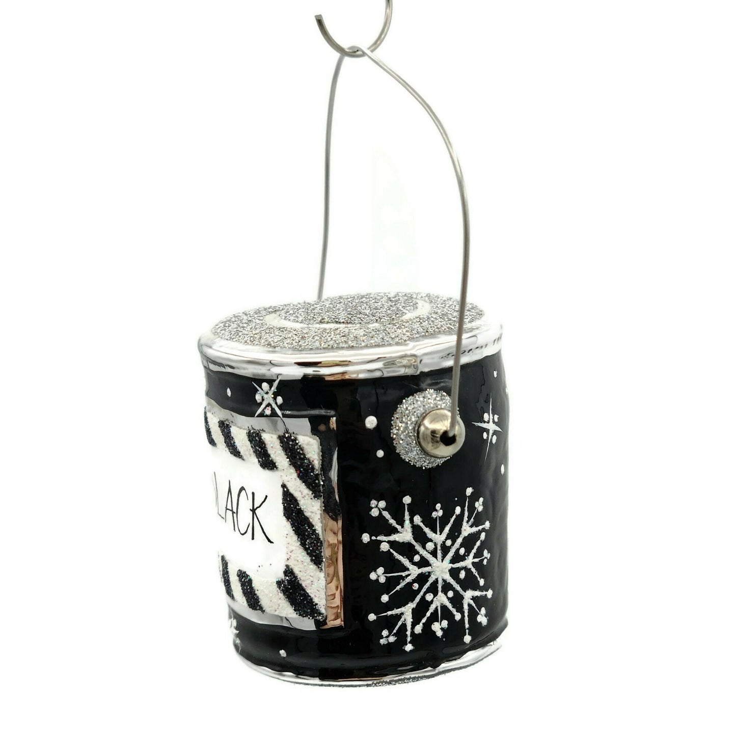 Patricia Breen Colourful Quarts Black Snowflakes Paint Can Christmas Ornament