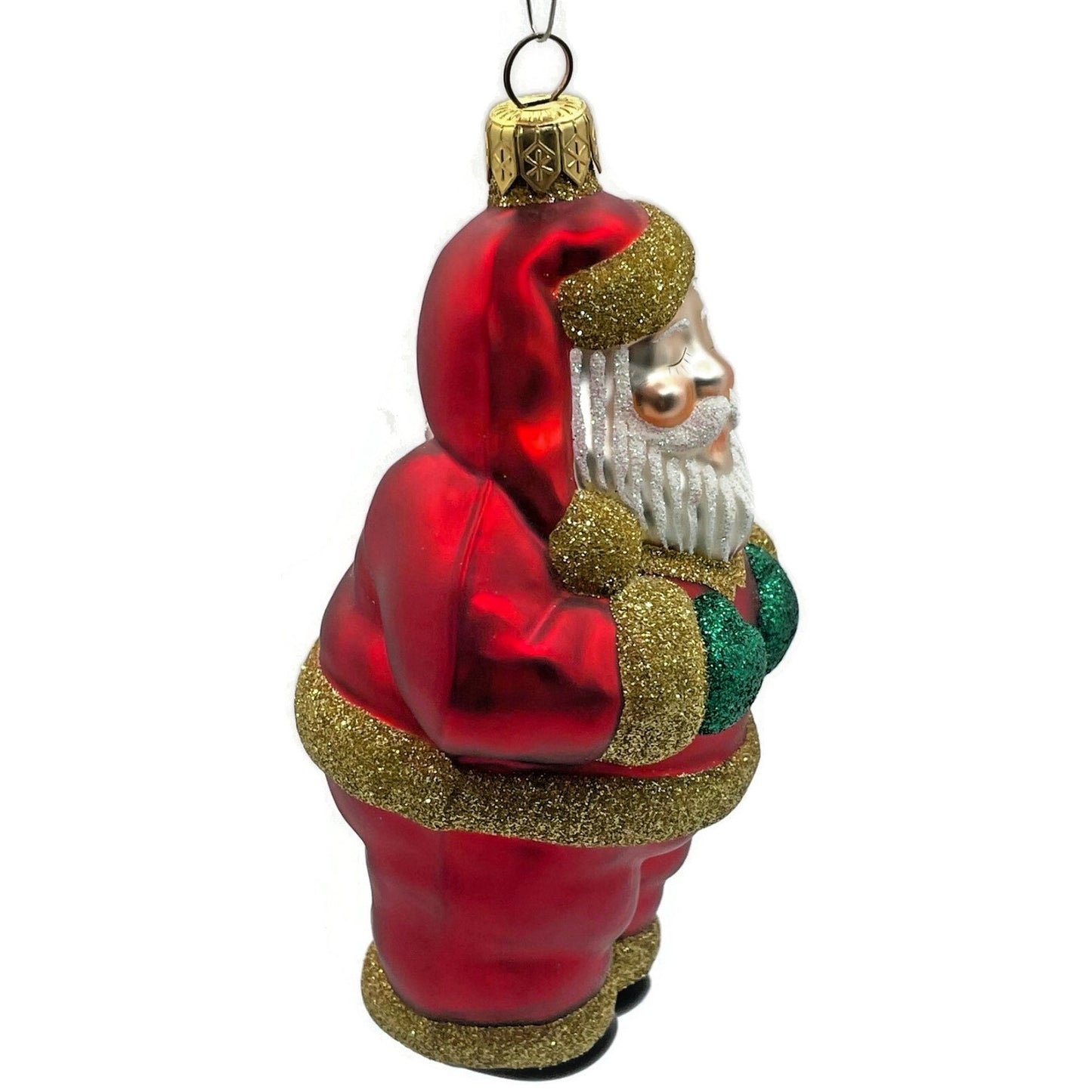 Patricia Breen HO HO HO Santa Claus Red Gold Matte Christmas Tree Ornament