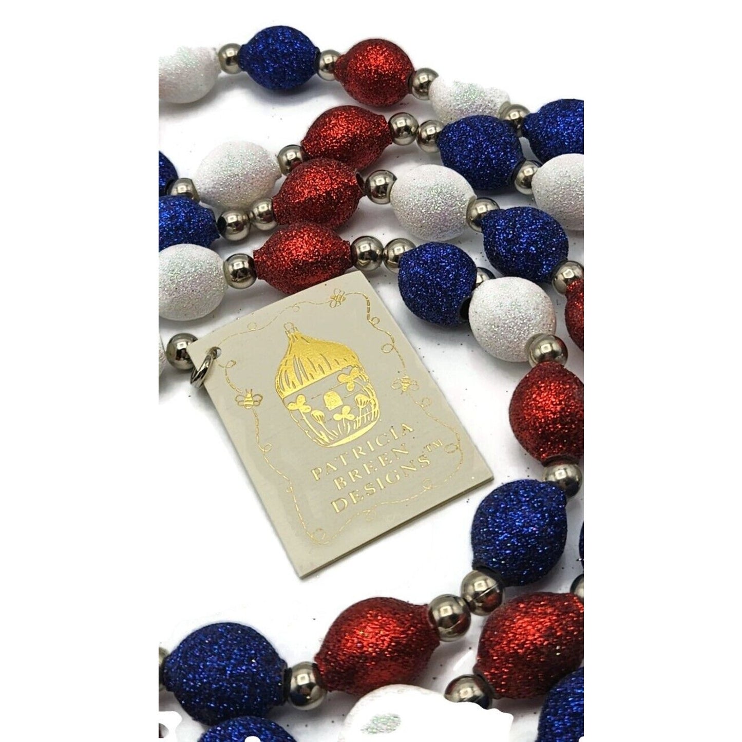Patricia Breen Garland 2 Decorate Red White Blue Patriotic Christmas Bead Decor