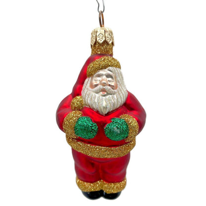 Patricia Breen Miniature Ho Ho Ho Red Gold Santa Claus Christmas Tree Ornament