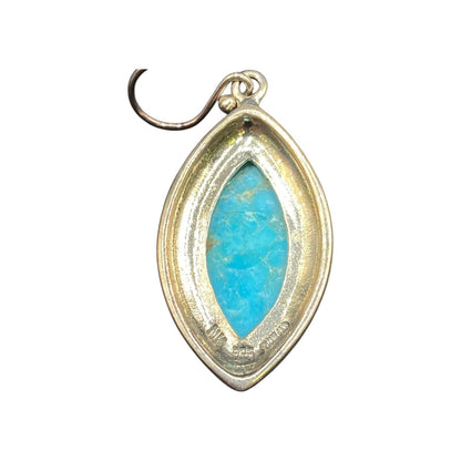 Marquise Turquoise Hook Dangle Earrings Marcasite Stone 925 Sterling Silver NK