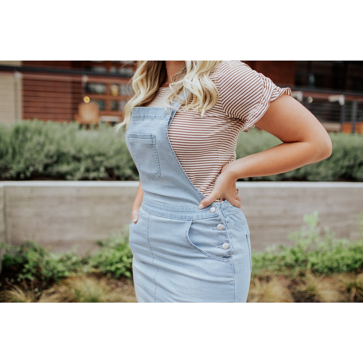 Denim Overall Dress Light Indigo Blue The Esther Women’s Small Boutique Fashion