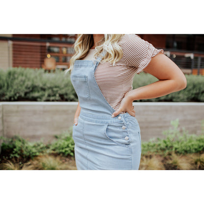 Denim Overall Dress Light Indigo Blue The Esther Women’s Small Boutique Fashion