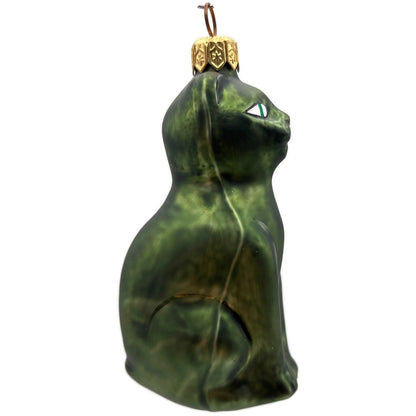 Patricia Breen Egyptian Cat Or Pharaoh's Cat Matte Green Christmas Tree Ornament