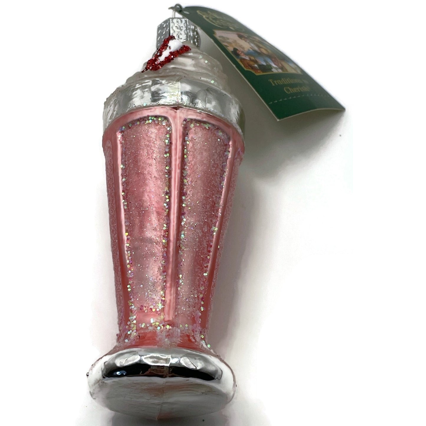 Milkshake Ice Cream Drink Pink Ornament Blown Glass OWC Old World Christmas Tree