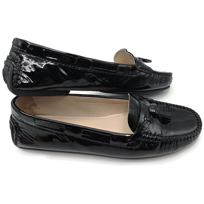 Chanel Black Patent Leather Moccasins Loafers Womens EU 40 / US 10B + Dust Bags