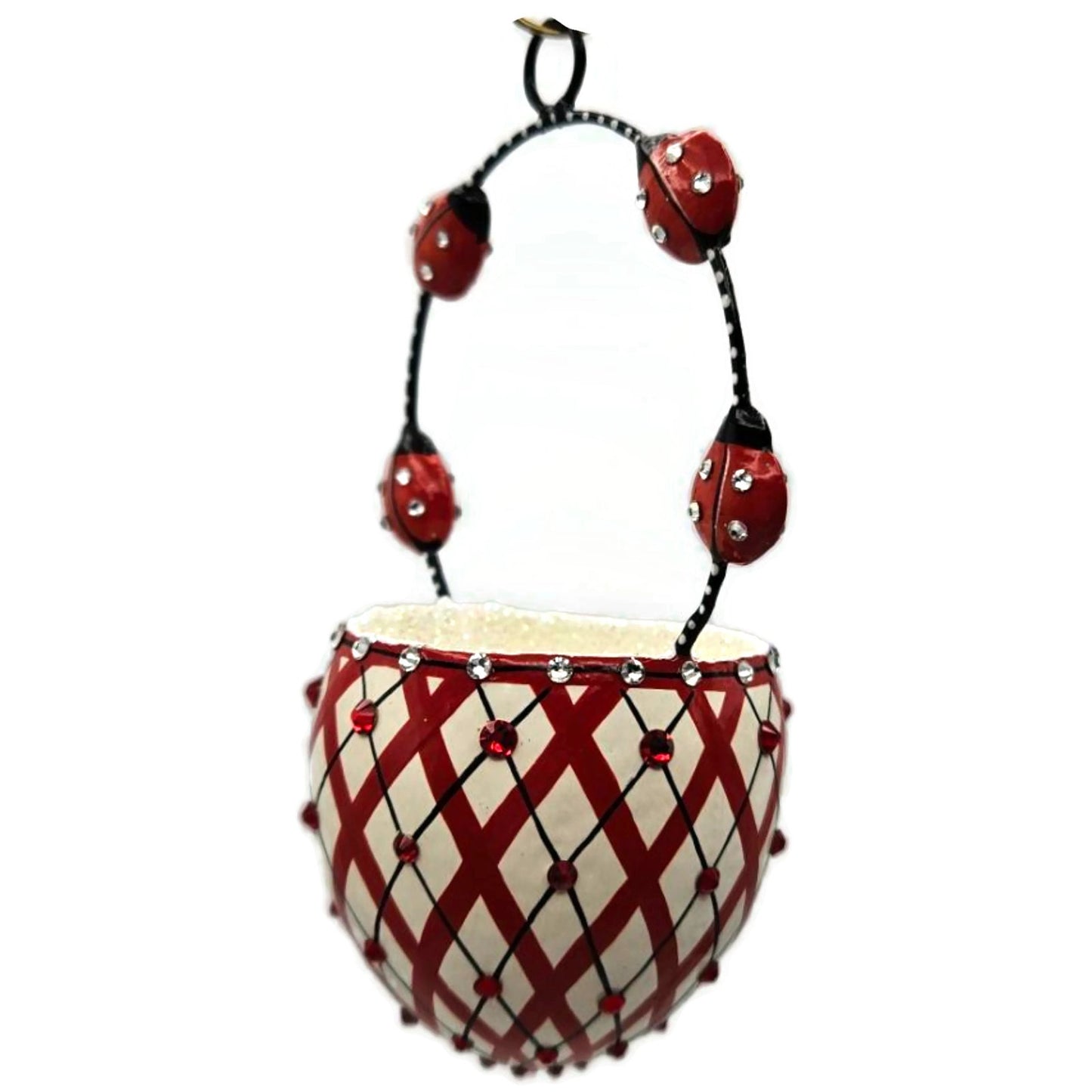 Patricia Breen Spring Basket Ladybugs Red Polka Dot Jeweled Holiday Ornament