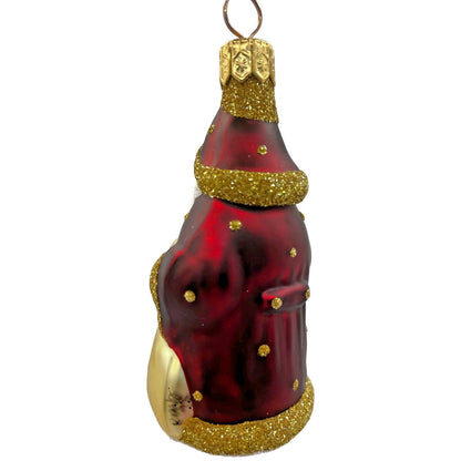 Patricia Breen Miniature Woodland Santa Bordeaux Gold Dots Christmas Ornament