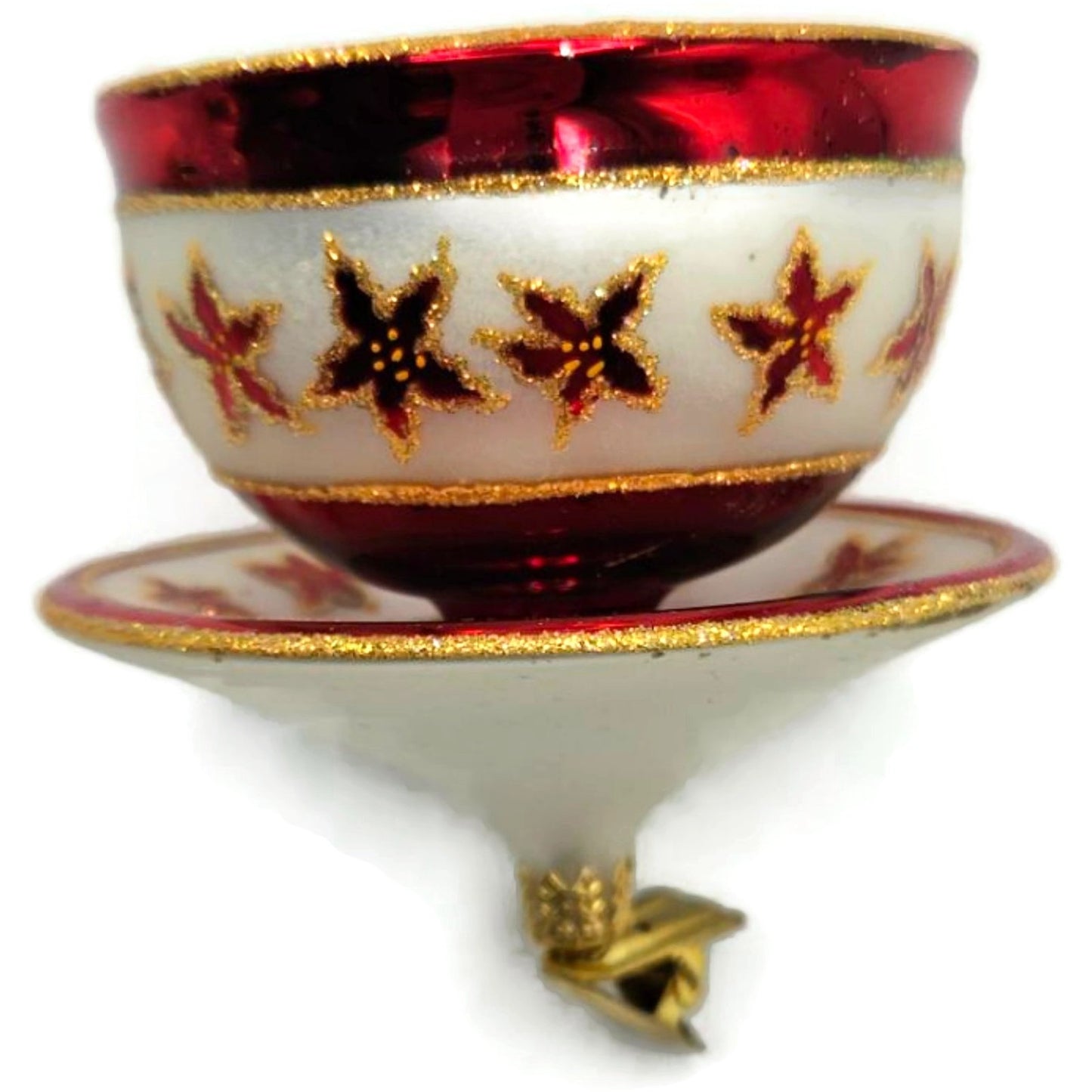 Christopher Radko Christmas Cups Poinsettia Red Teacup Clip On Ornament 3010532