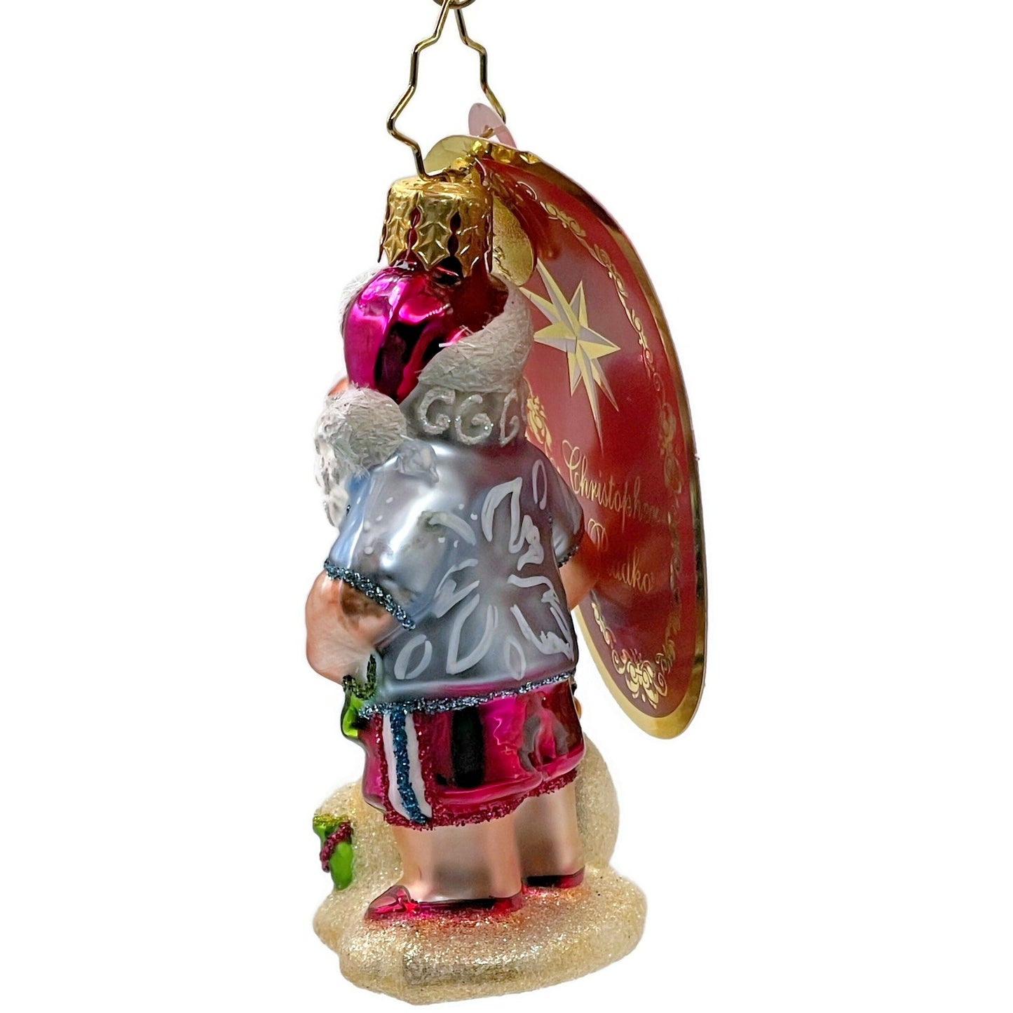 Christopher Radko Sandy Snow Team Gem Santa Claus Beach Christmas Ornament