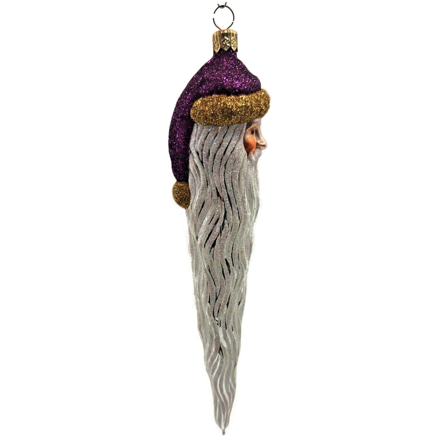 Patricia Breen Santa Icicle Beard Fuchsia Gold Hat Glittered Christmas Ornament