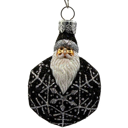 Patricia Breen Snowflake Noel Black Santa Claus Hexagon Christmas Ornament 2257