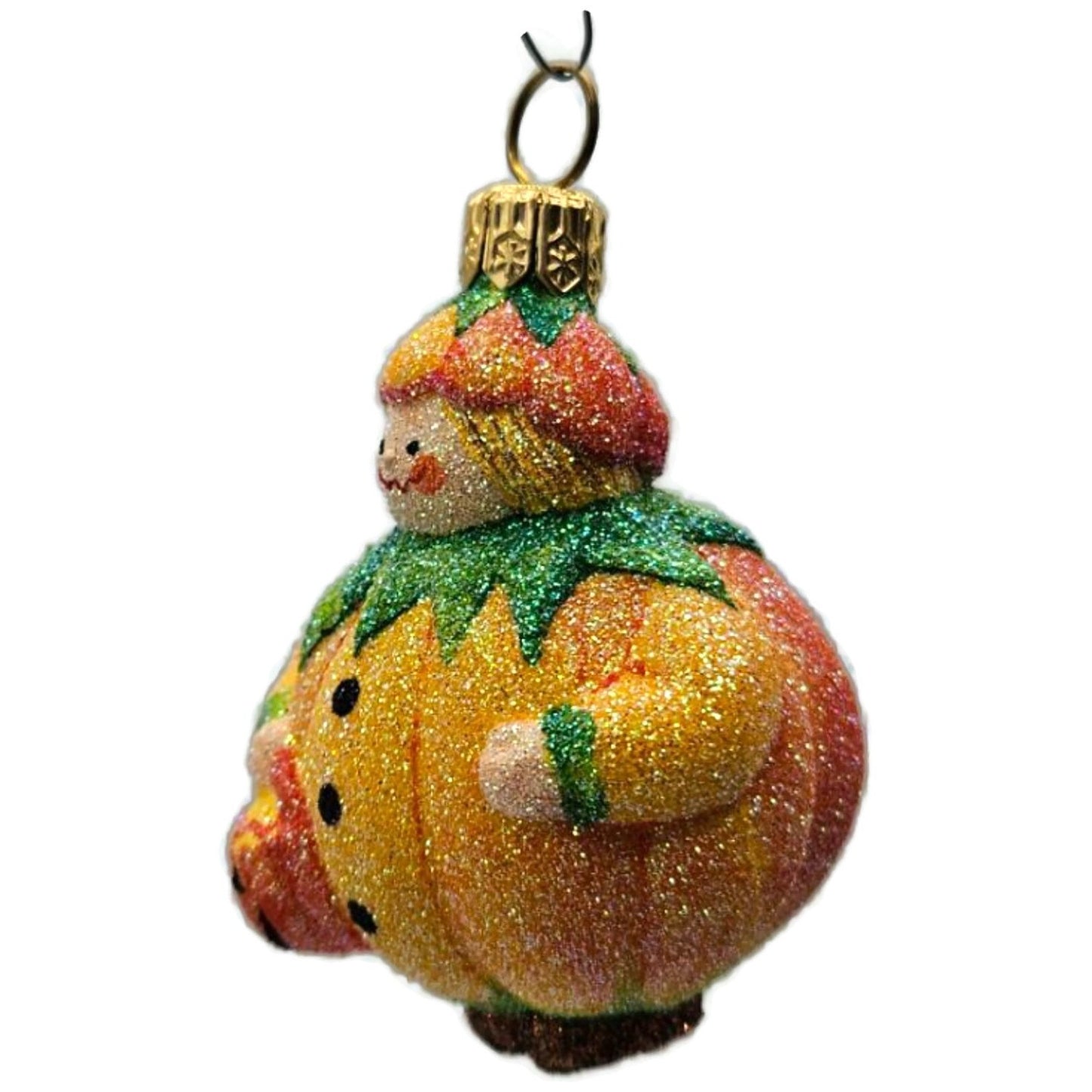 Patricia Breen Trickster Pumpkin Orange Glass Halloween Christmas Ornament 2651
