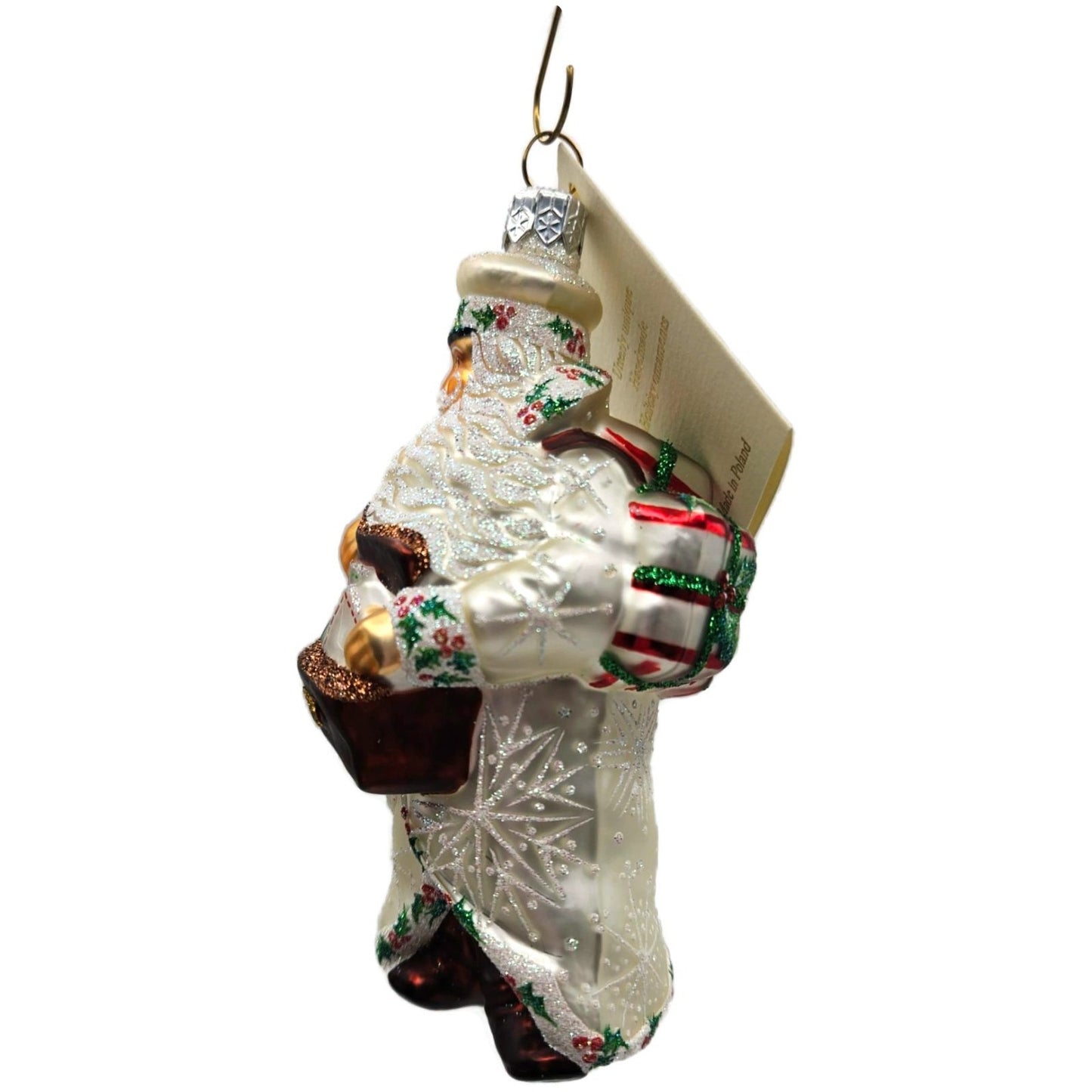 Patricia Breen Postal Santa Holly White Snowflakes Mail Christmas Tree Ornament