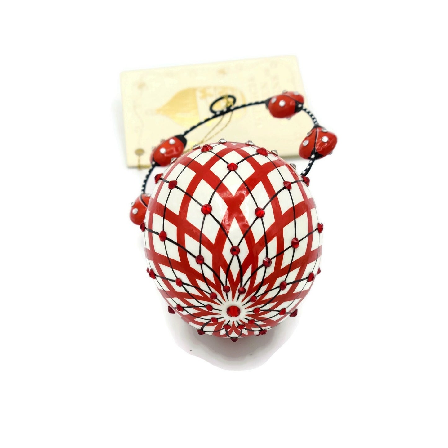 Patricia Breen Spring Basket Ladybugs Red Polka Dot Jeweled Holiday Ornament