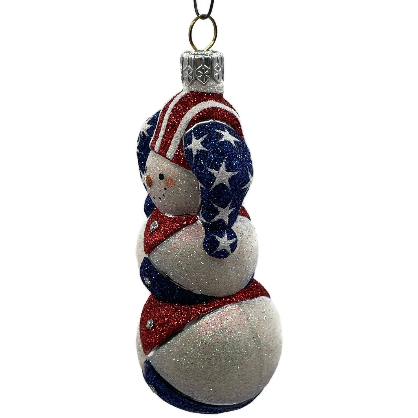 Patricia Breen Harlequin Snowman Patriotic Stars Stripe Christmas Tree Ornament