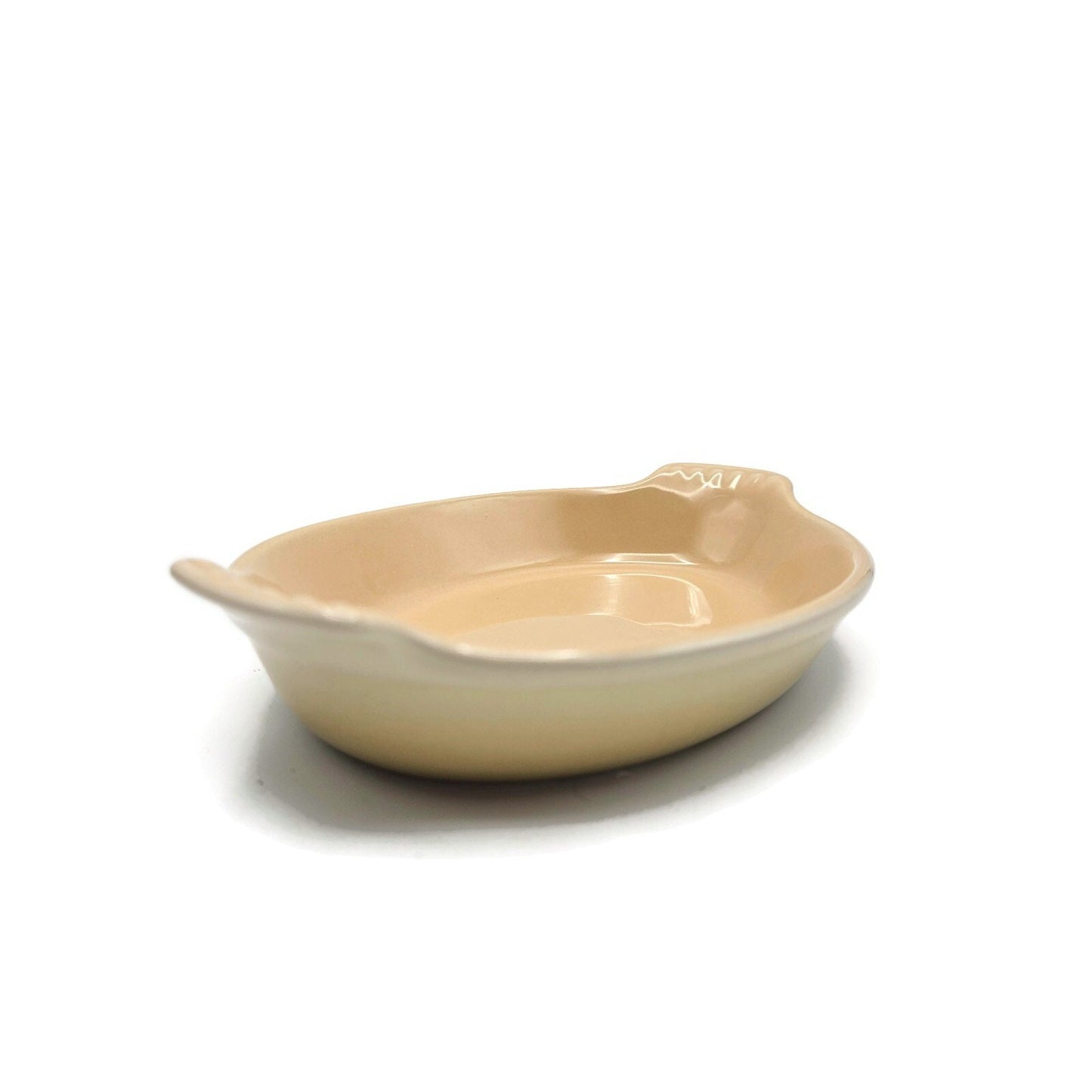 Le Creuset Stoneware Yellow Tan Oval Heritage Petite Au Gratin Baking Dish 6 oz