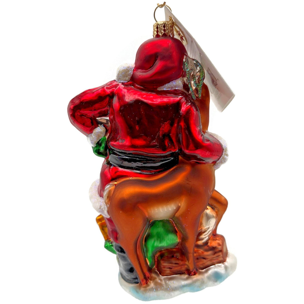 Christopher Radko Dynamic Duo Santa Rudolph Glass Christmas Ornament 01-1084-0