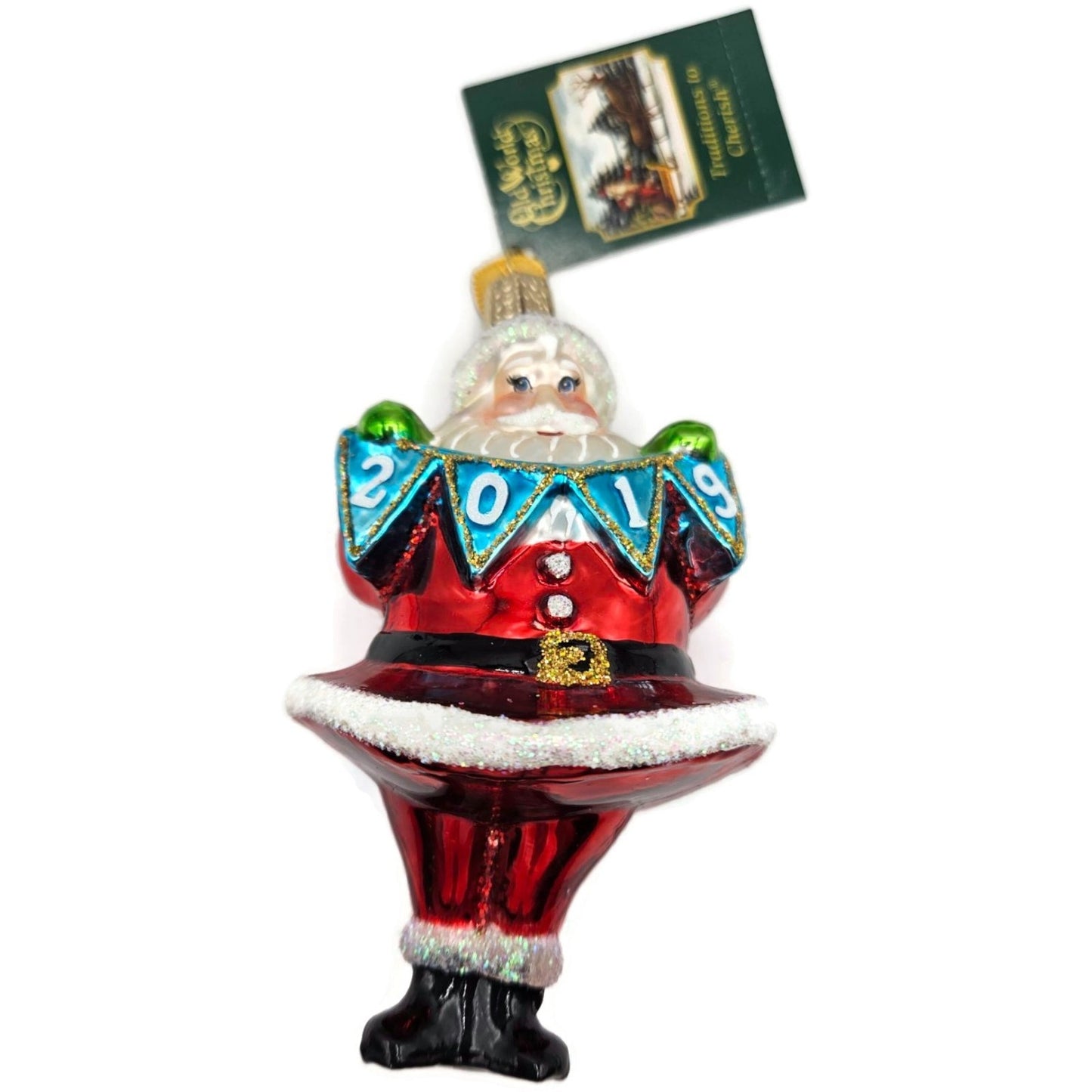 OWC 2019 Jolly Santa Ornament Blown Glass Old World Christmas Holiday Tree Decor