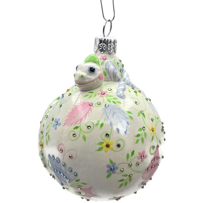 Patricia Breen Happy Holidays Hamish Chameleon Floral Reflector Ornament 3163