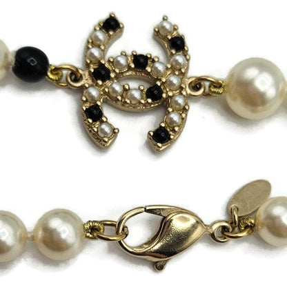 Co Co Chanel Paris Faux Pearls Black Glass Beads Baroque Sweater Necklace