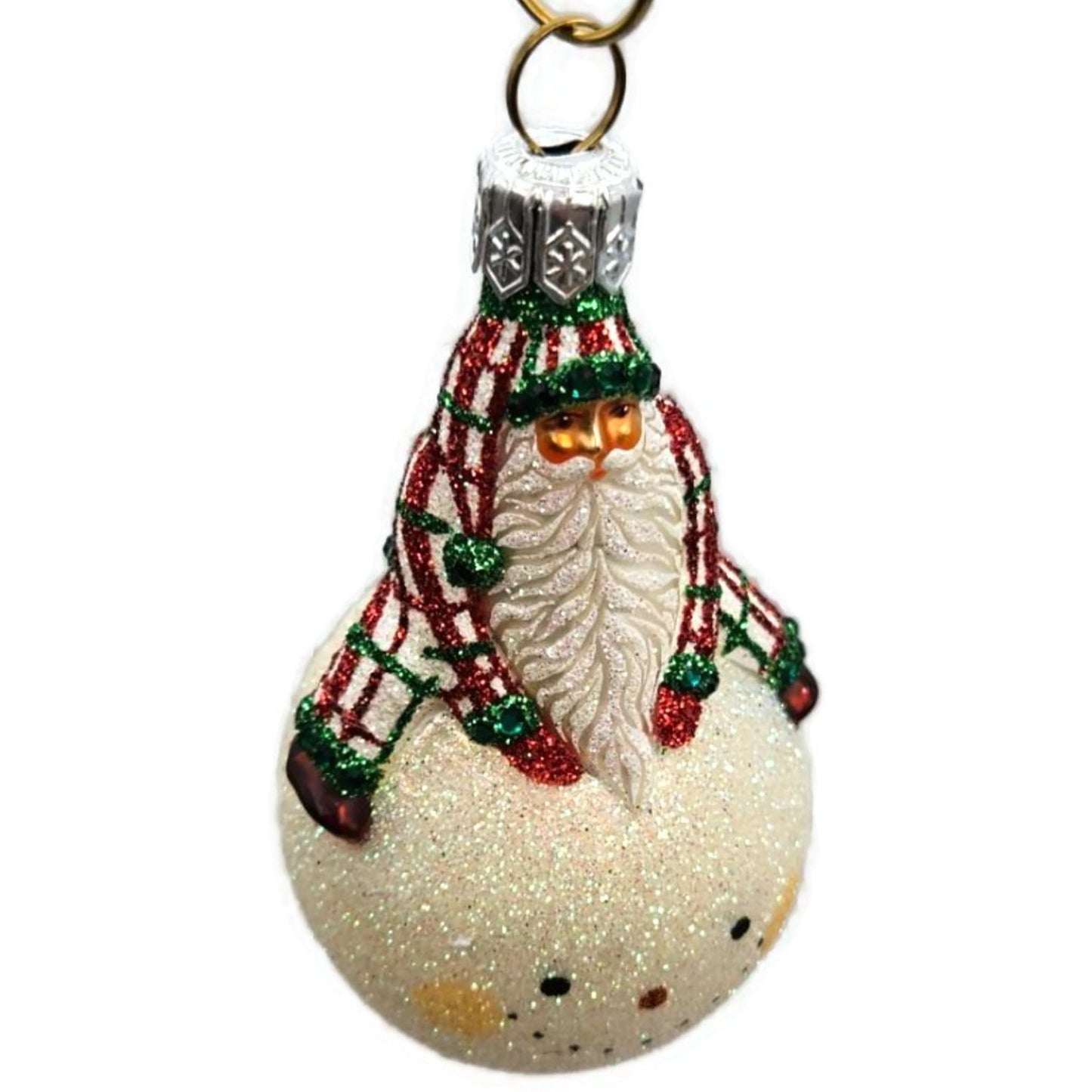 Patricia Breen Snow Frolic Plaid Santa Claus Snowman Christmas Ornament 2351