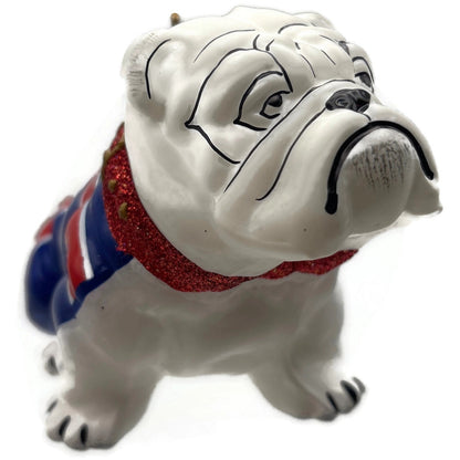 English Bulldog Union Jack Polish Glass Christmas Tree Ornament Dog England