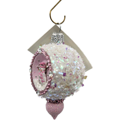 Patricia Breen Memento Reflector Snowman Pink Christmas Tree Ornament HCB