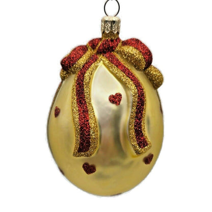 Patricia Breen Caseys Egg Hearts Teddy Bear Ribbon Gold Christmas Tree Ornament