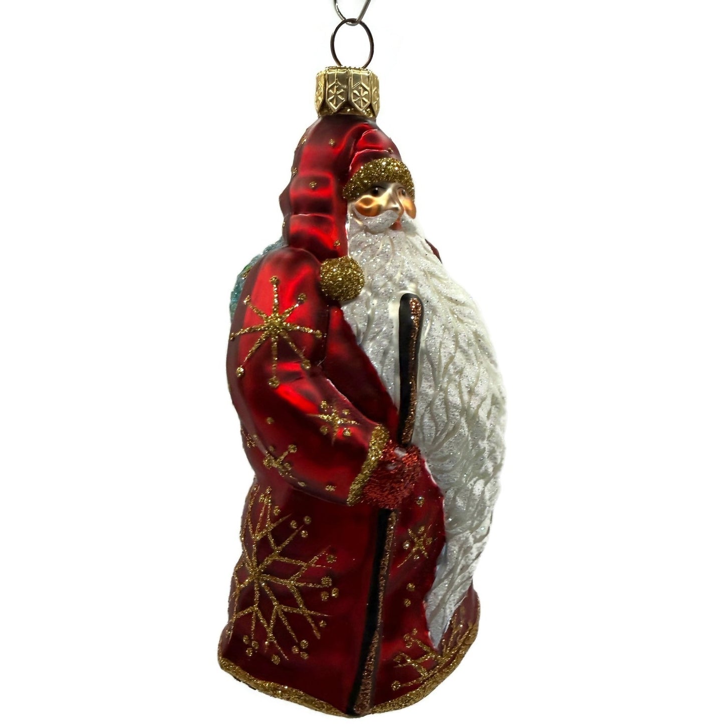Patricia Breen Santa For Jason Gold Snowflakes Red Christmas Tree Ornament NM
