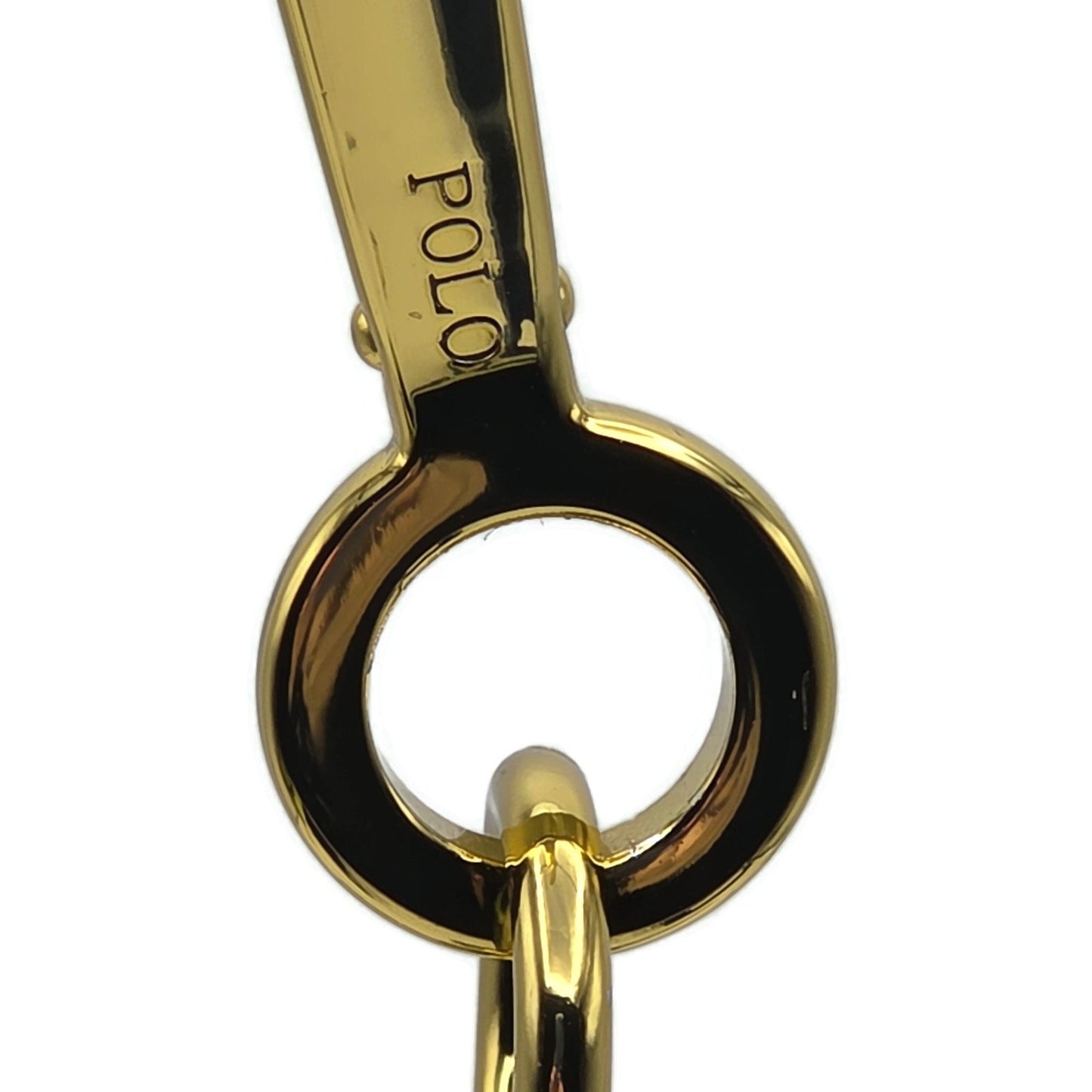 Polo Ralph Lauren Gold Black Leather Tag Double Lion Charm Keychain One Size NWT