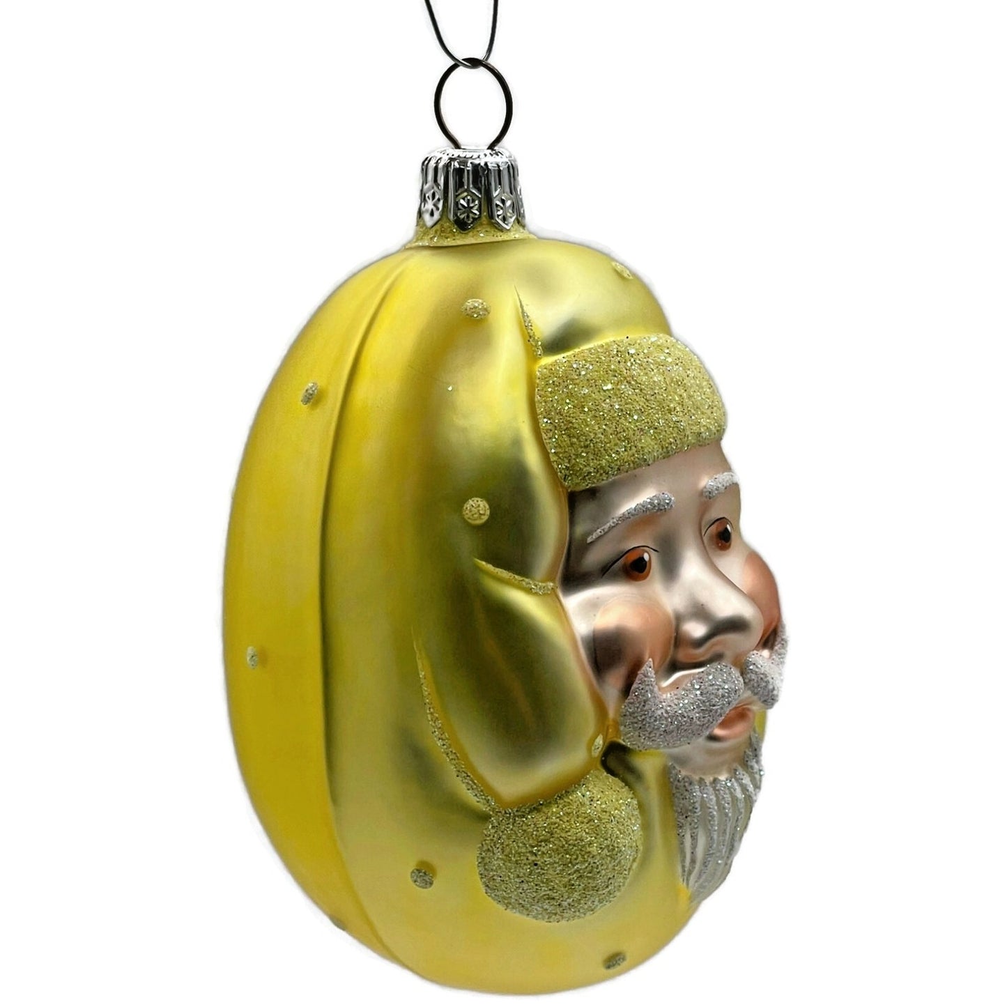Patricia Breen Jelly Bean Santa Claus Yellow Matte Glittered Polka Dot Ornament