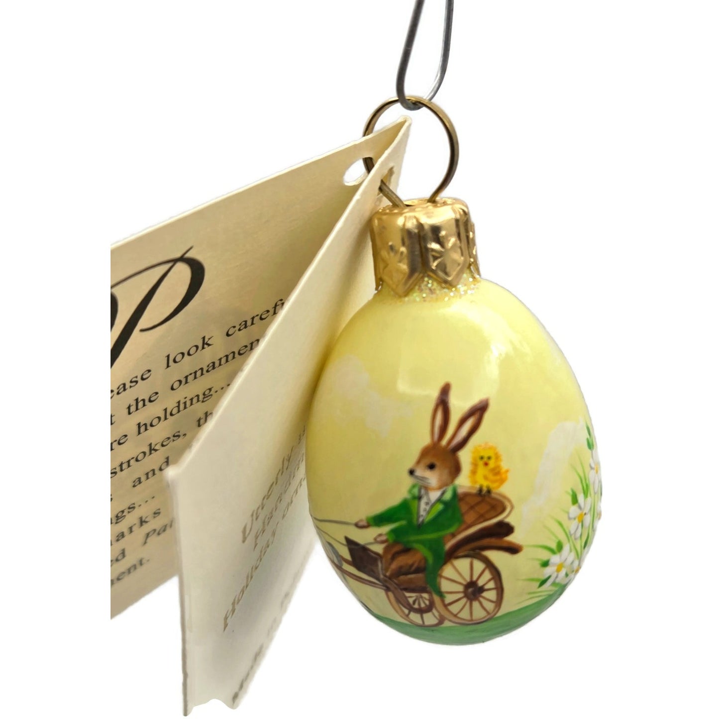 Patricia Breen Miniature Egg Surprise Rex Rides Glass Easter Bunny Tree Ornament