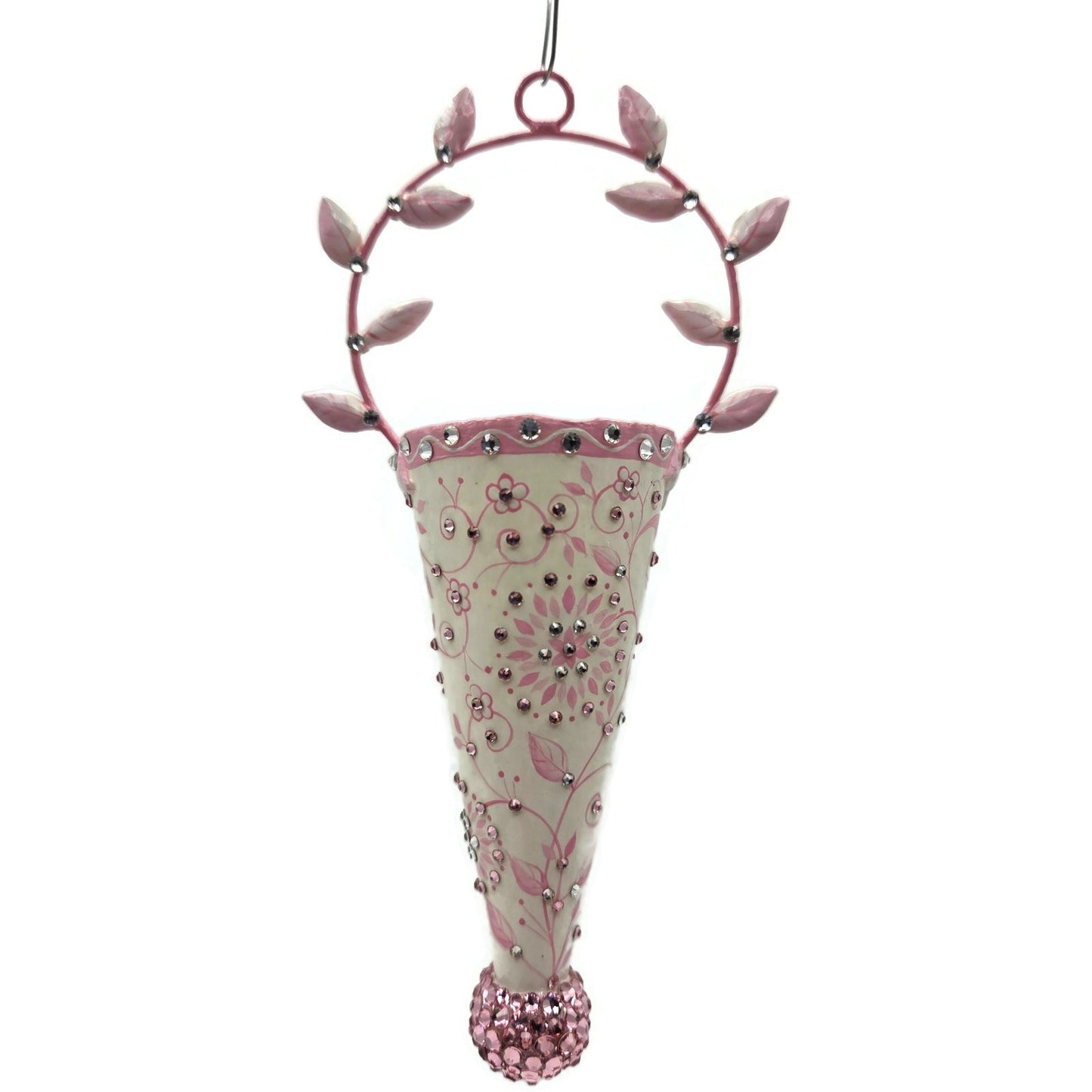 Patricia Breen Christmas Cornucopia Chinoiserie Pink Spring Ornament Basket CATZ