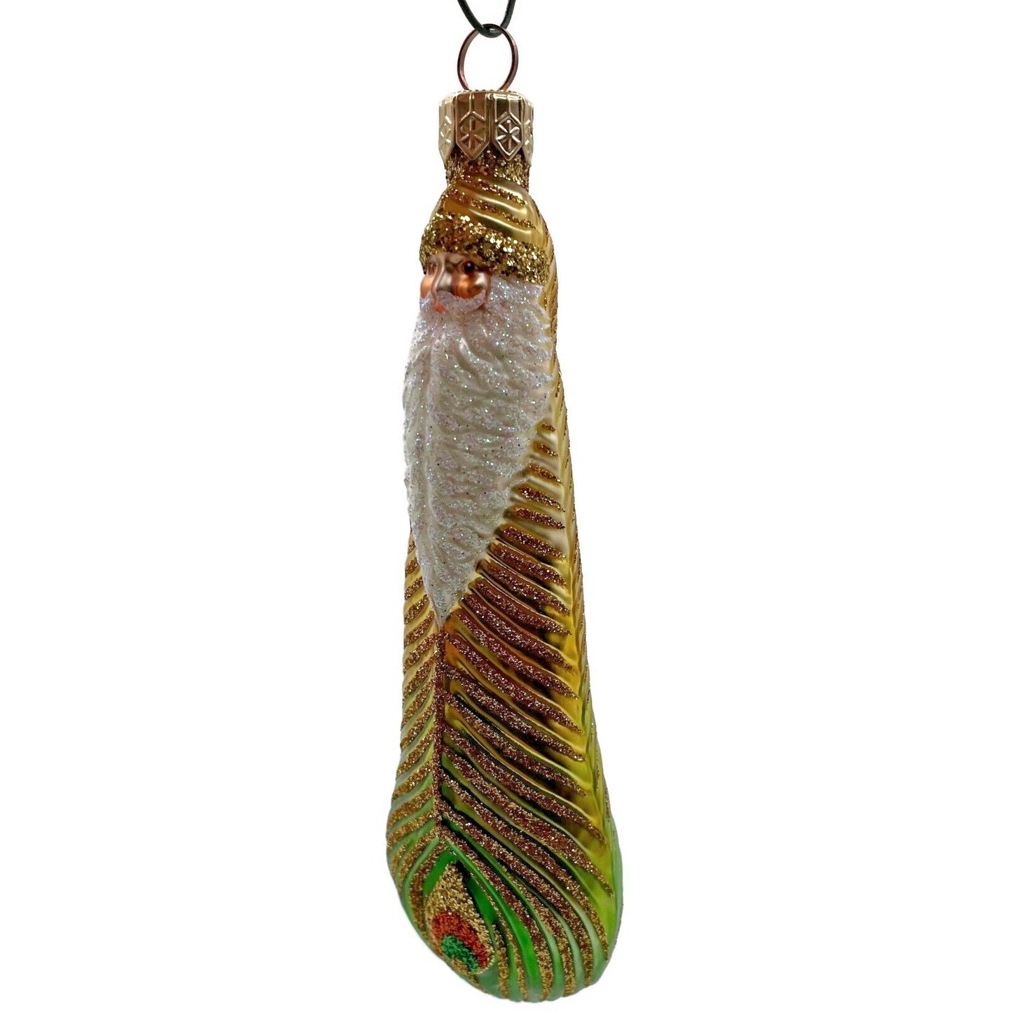 Patricia Breen Peacock Icicle Gold Green Santa Claus Christmas Tree Ornament