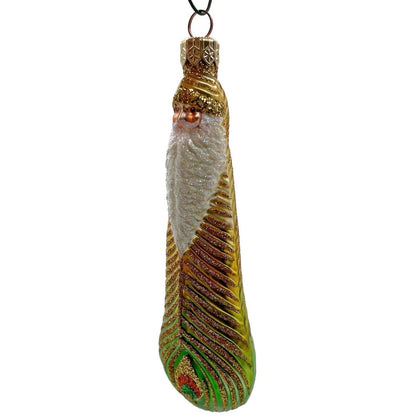 Patricia Breen Peacock Icicle Gold Green Santa Claus Christmas Tree Ornament