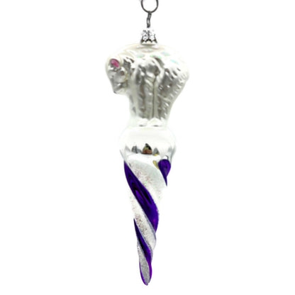 Inge Glass Ornament Polar Bear Icicle Old World Christmas Purple CATZ Exclusive
