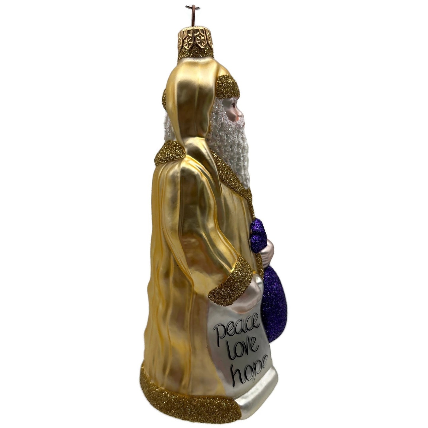 Patricia Breen Gift of the Season Gold Purple Bag Santa Claus Christmas Ornament